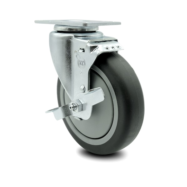 5 Inch Thermoplastic Rubber Wheel Swivel Top Plate Caster With Brake SCC